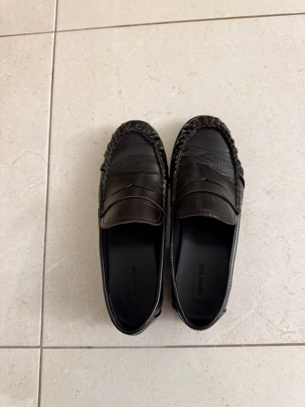 Massimo Dutti Brown Leather Penny Loafers